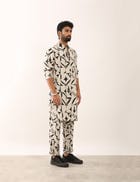 KRISH STENCIL KURTA SET - IVORY view 3