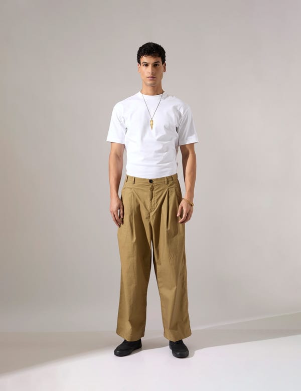 SON OF A NOBLE - SNOB — Jep Pleated Baggy Pant - Khaki