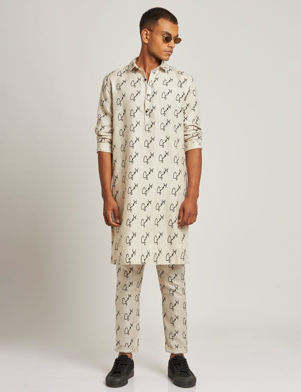SON OF A NOBLE - SNOB — OAKWOOD KURTA SIGNATURE - IVORY