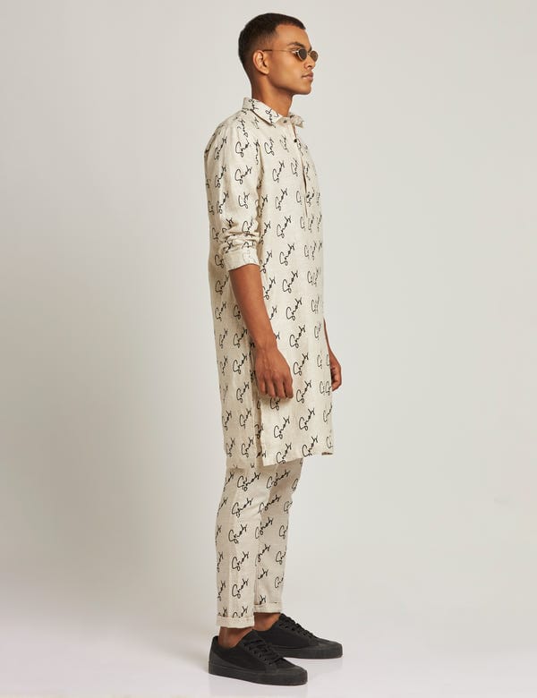 SON OF A NOBLE - SNOB — OAKWOOD KURTA SIGNATURE - IVORY