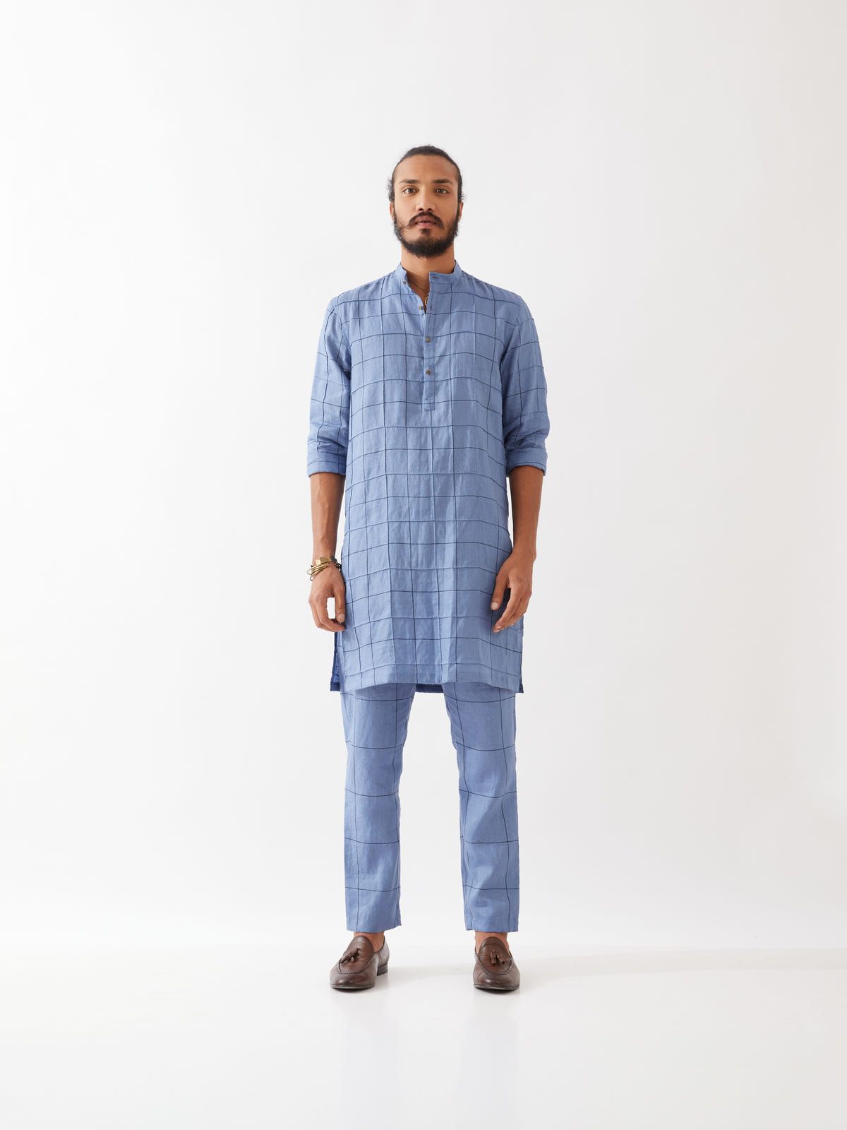 JENSON WINDOW CHECK KURTA - BLUE - image 3