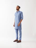 JENSON WINDOW CHECK KURTA - BLUE view 4
