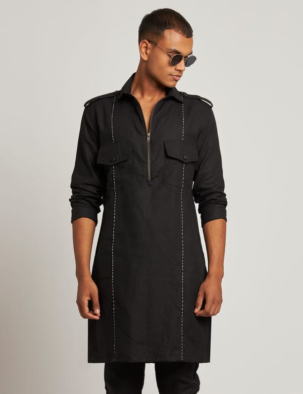 SON OF A NOBLE - SNOB — PATHAN KURTA - BLACK