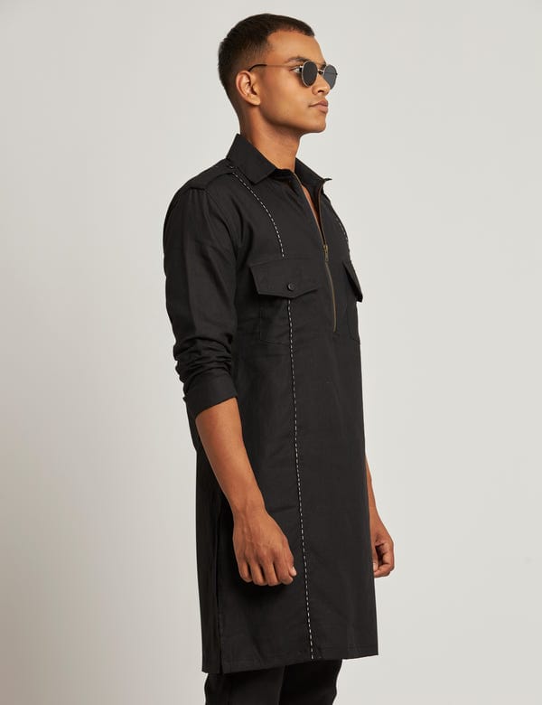 SON OF A NOBLE - SNOB — PATHAN KURTA - BLACK