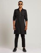 PATHAN KURTA - BLACK view 4