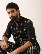 AADI GLASS KURTA SET - BLACK view 1