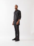 JASPER NETWORK KURTA SET - BLACK view 3
