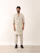 PRANAV CHECKS KURTA SET - IVORY view 1