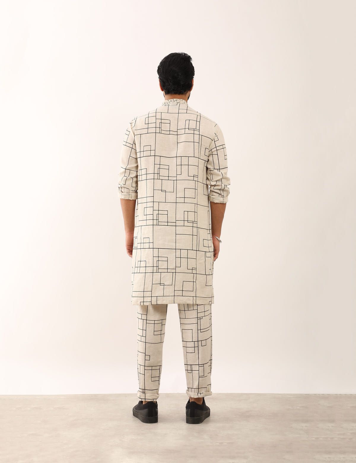 PRANAV CHECKS KURTA SET - IVORY - image 3