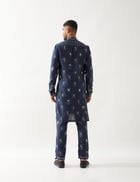 SLATE STAMP KURTA SET - NAVY view 3