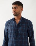 KENT REGAL KURTA SET - NAVY view 5