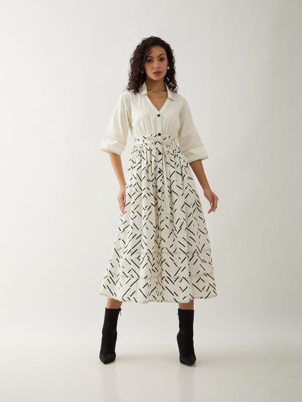 SON OF A NOBLE - SNOB — DELTA DRESS - OFF WHITE