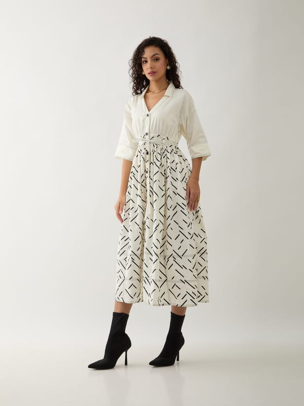 SON OF A NOBLE - SNOB — DELTA DRESS - OFF WHITE