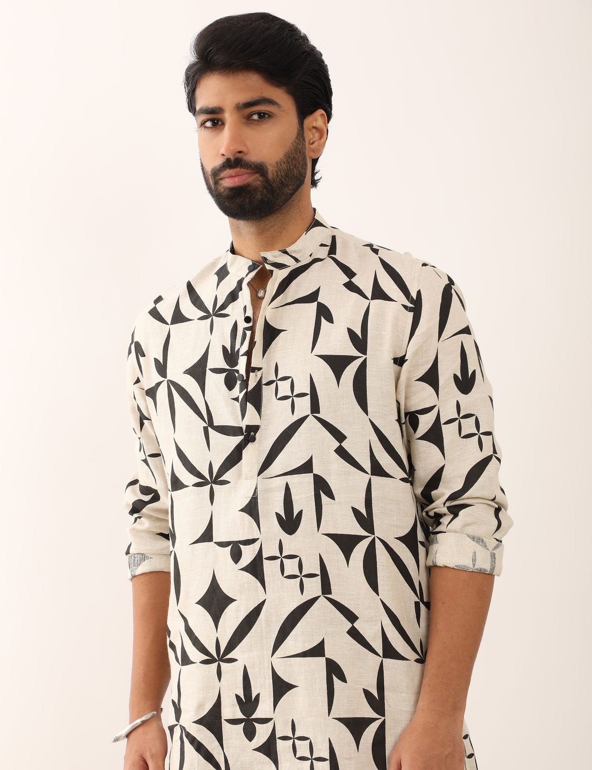 KRISH STENCIL KURTA - IVORY - image 1