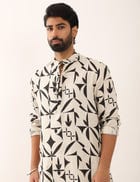 KRISH STENCIL KURTA - IVORY view 1