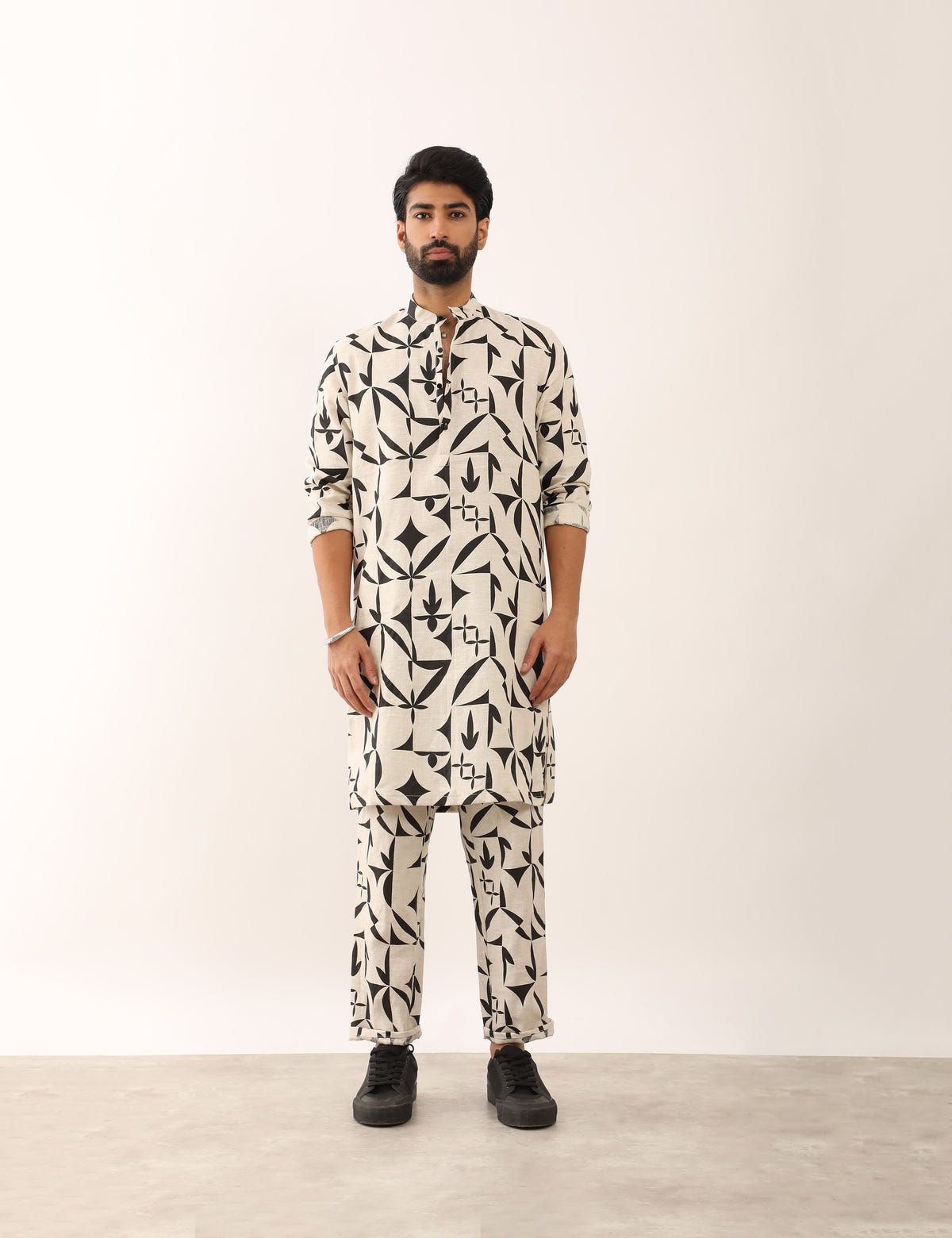 KRISH STENCIL KURTA - IVORY - image 2
