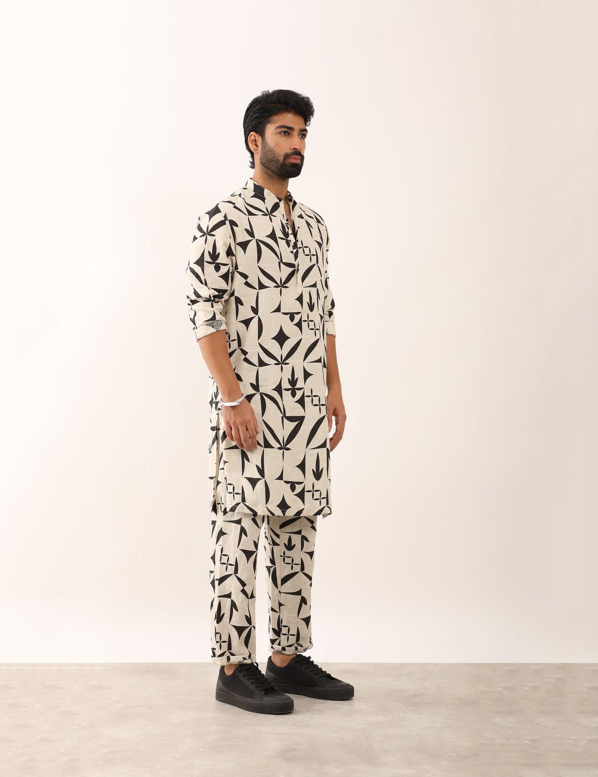 KRISH STENCIL KURTA - IVORY - image 3