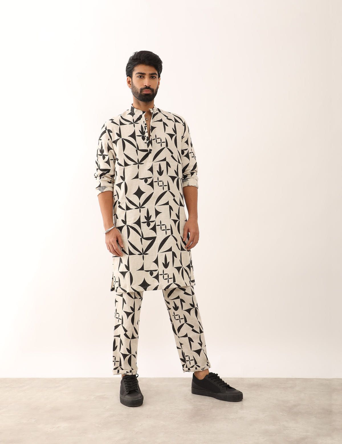 KRISH STENCIL KURTA - IVORY - image 5