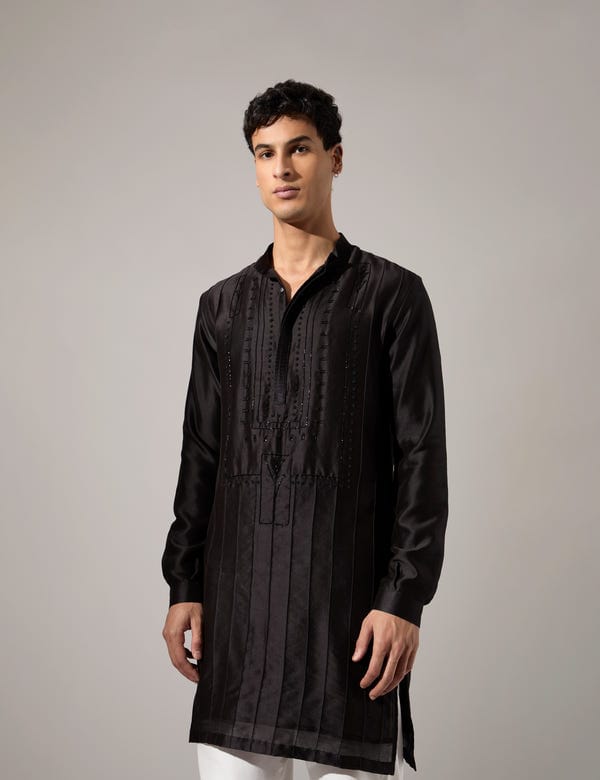 SON OF A NOBLE - SNOB — Robert Hand Embroidered Kurta Set - Black