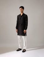 Robert Hand Embroidered Kurta Set - Black view 4