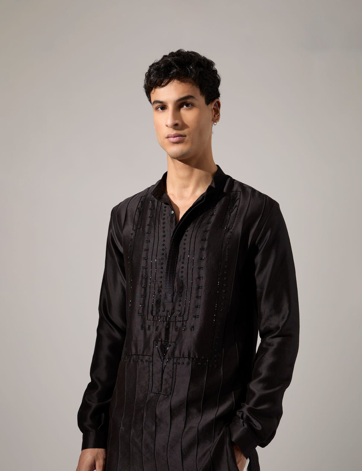 Robert Hand Embroidered Kurta Set - Black - image 6