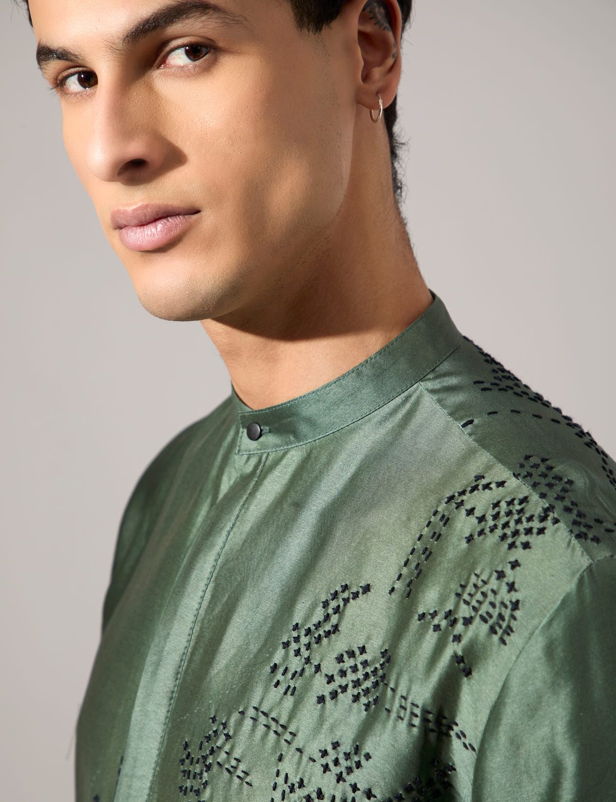 Tyrion Hand Embroidered Kurta Set - Sage - image 1
