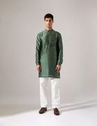 Tyrion Hand Embroidered Kurta Set - Sage view 3