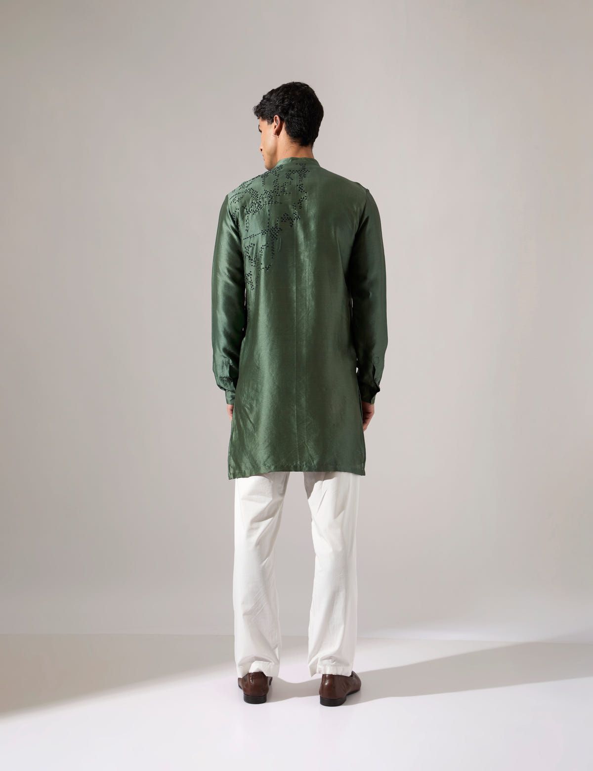 Tyrion Hand Embroidered Kurta Set - Sage - image 5