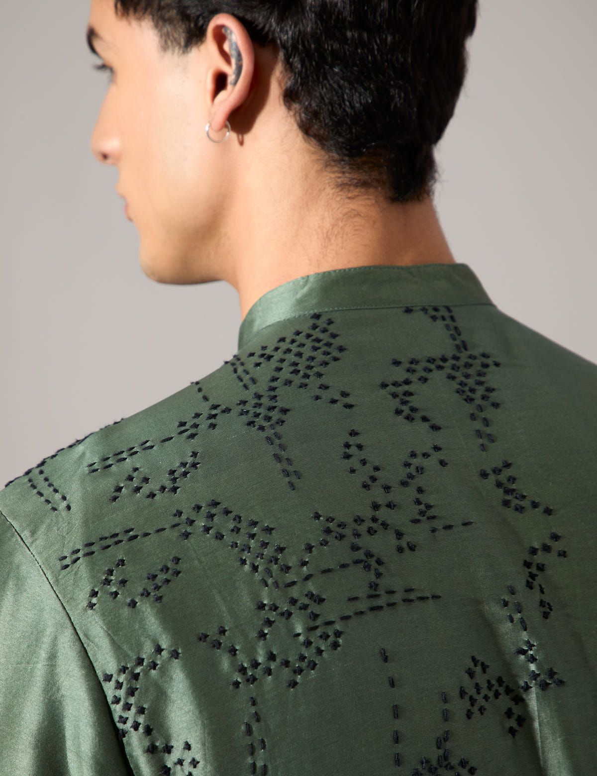 Tyrion Hand Embroidered Kurta Set - Sage - image 6