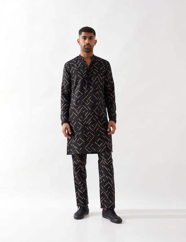 SON OF A NOBLE - SNOB — AIDEN PATHWAY KURTA - BLACK