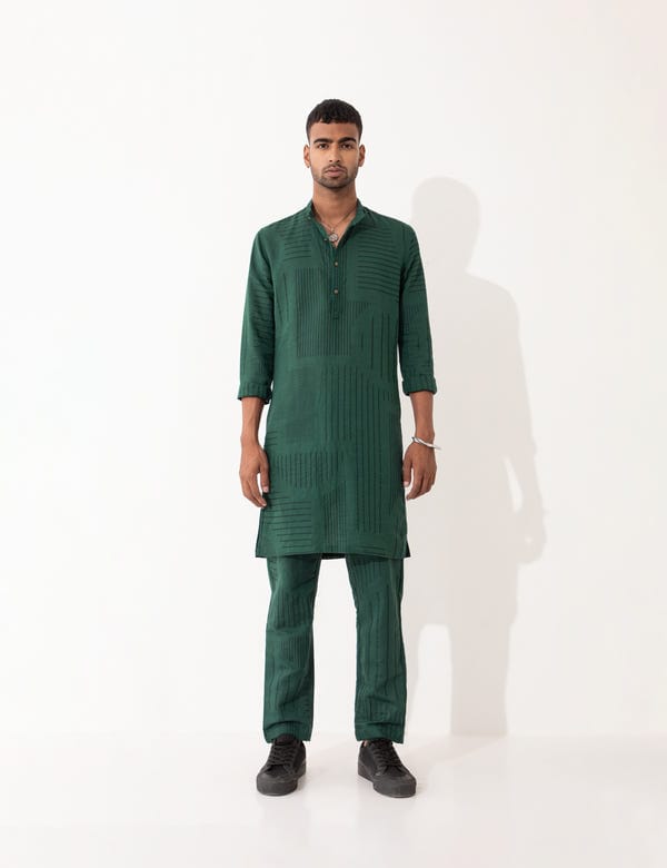 SON OF A NOBLE - SNOB — TORY REFLECTION KURTA - GREEN
