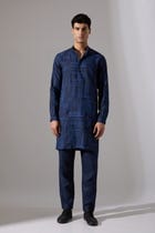 Lucas Shibori and Dots Kurta Set - Navy view 2