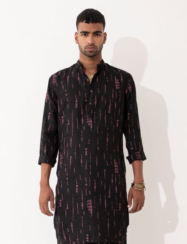 SON OF A NOBLE - SNOB — ZANDER BLOT KURTA - BLACK