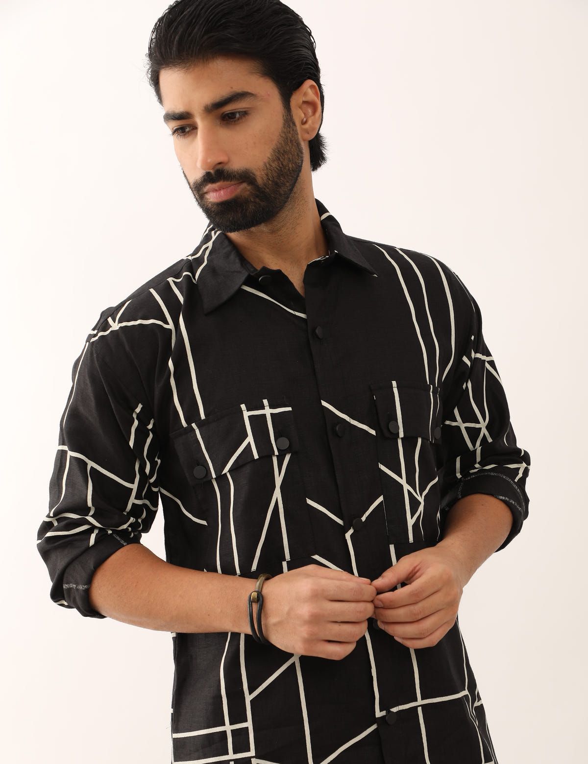 KABIR GLASS SHIRT SET - BLACK - image 1