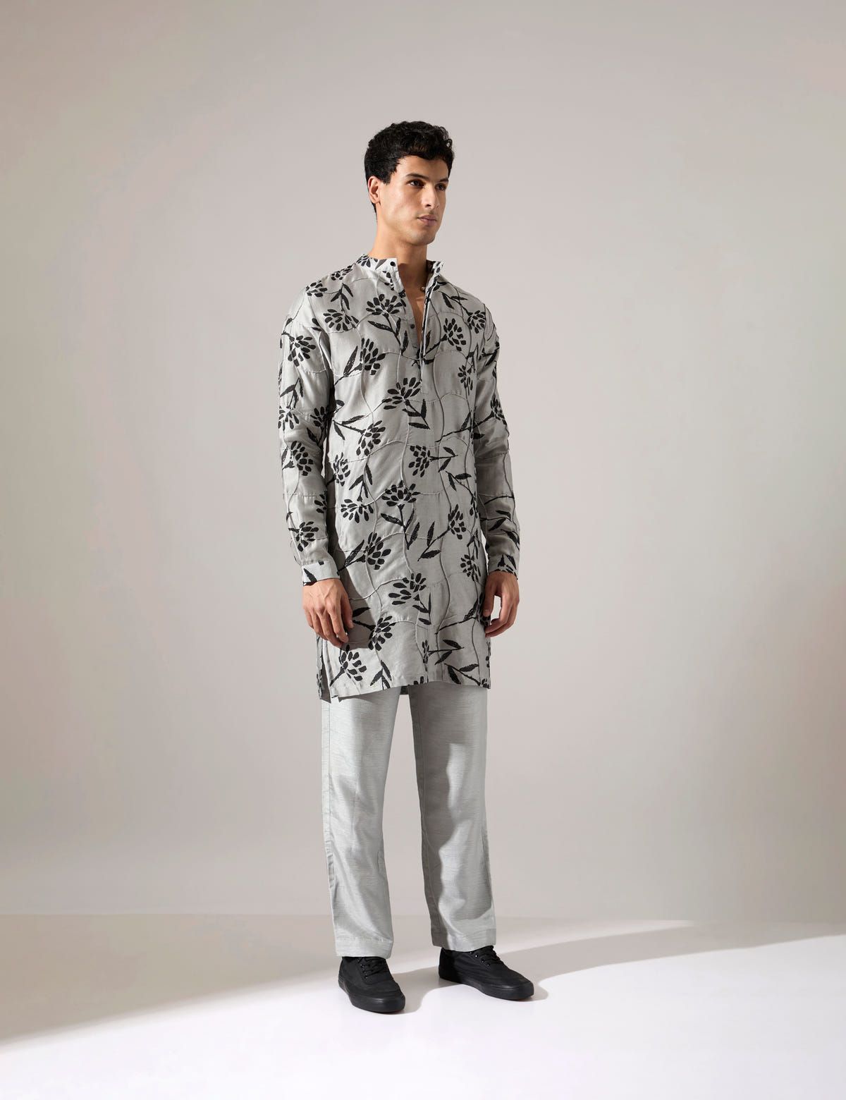 Quentin Paradise Kurta Set - Grey - image 2