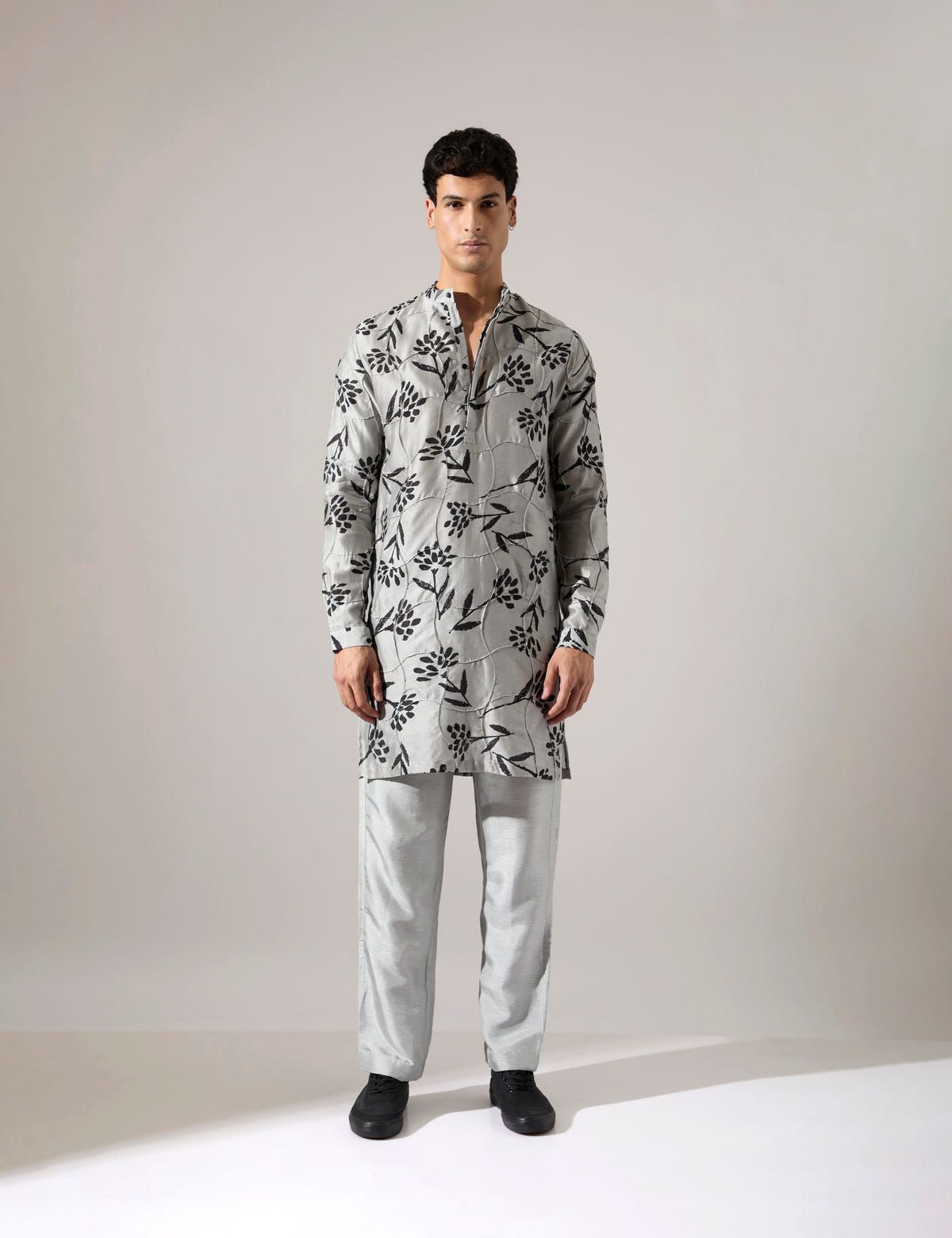 Quentin Paradise Kurta Set - Grey - image 3