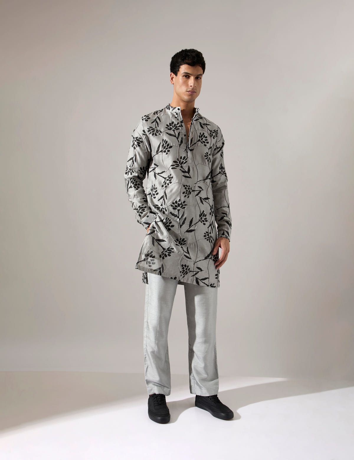 Quentin Paradise Kurta Set - Grey - image 4
