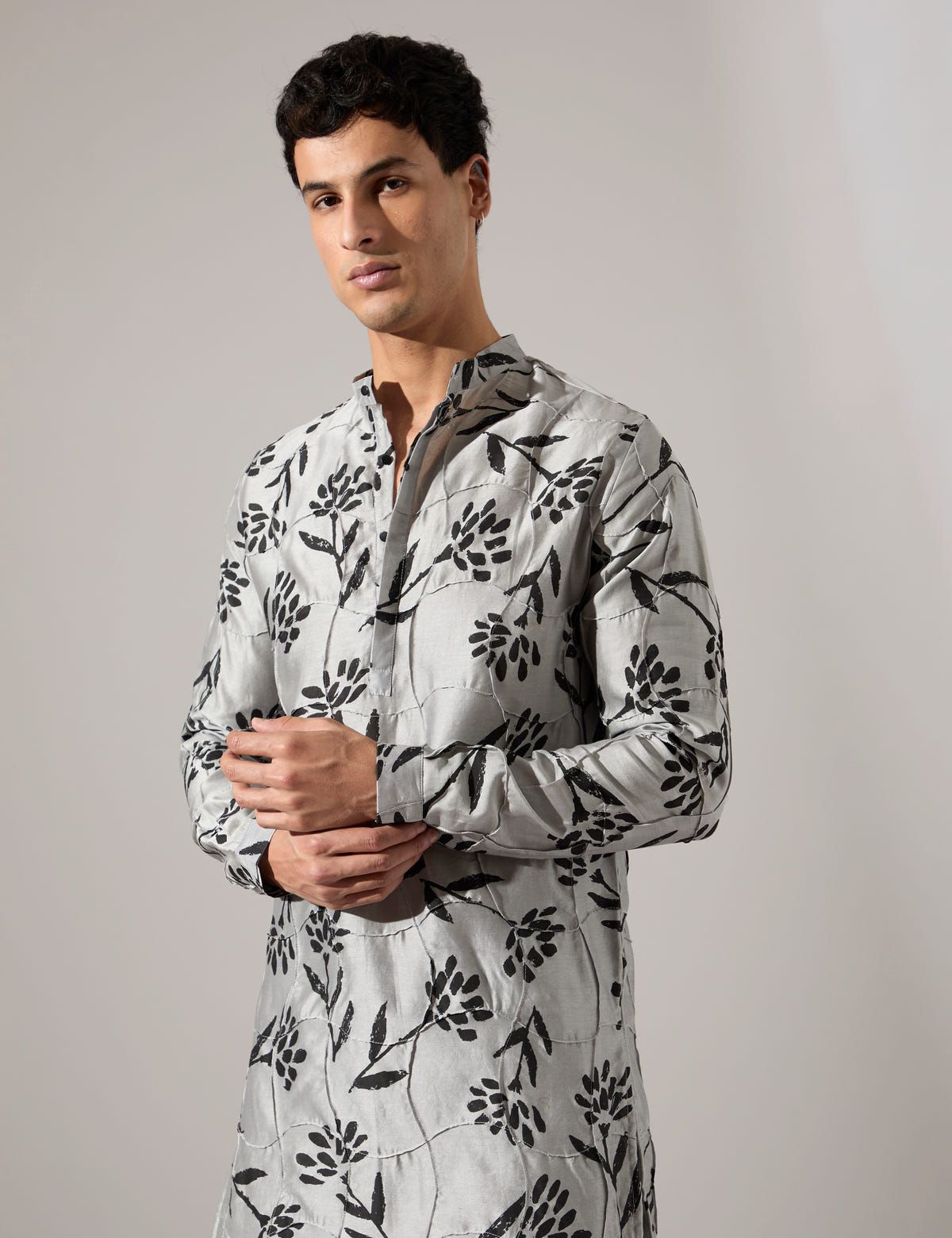 Quentin Paradise Kurta Set - Grey - image 7