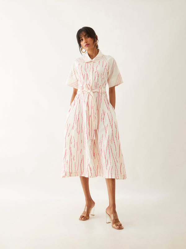 SON OF A NOBLE - SNOB — PLUME DRESS - OFF WHITE
