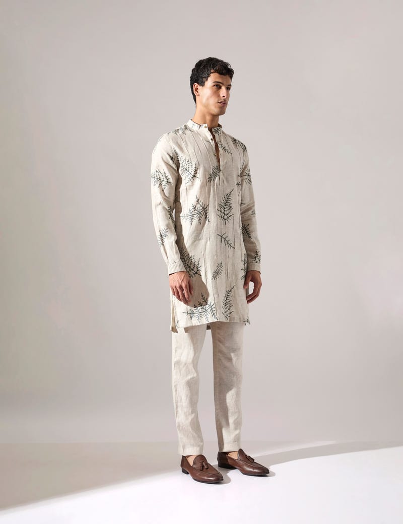 Amos Fern Kurta Set - Ivory