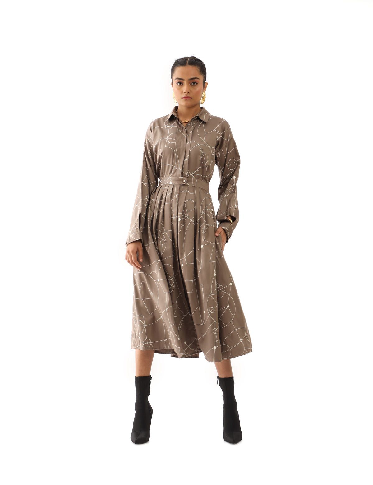QUINN DRESS - TAUPE - image 1