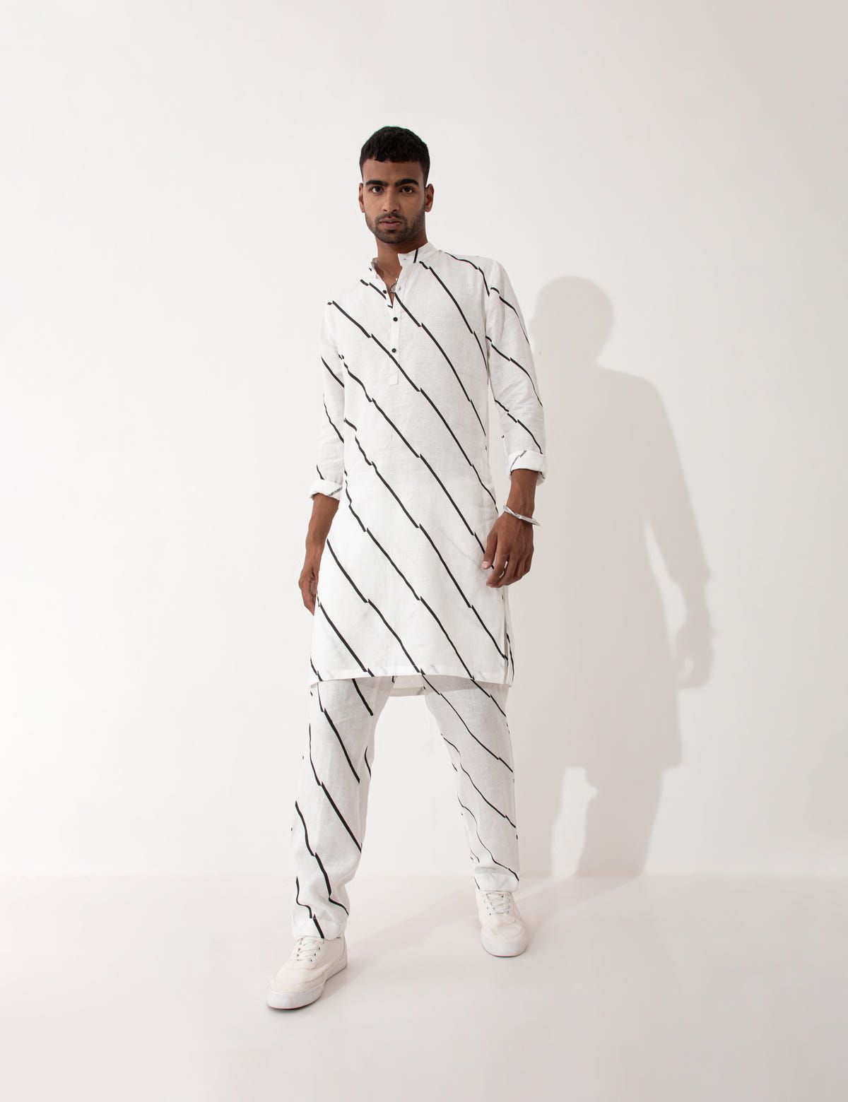 ZANDER BIAS KURTA SET- WHITE - image 1