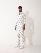 ZANDER BIAS KURTA SET- WHITE view 4