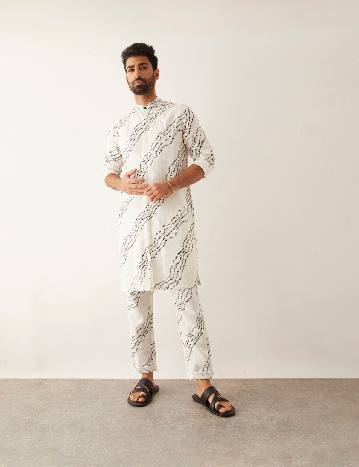 DAYLAN WAVES KURTA SET - WHITE - image 5