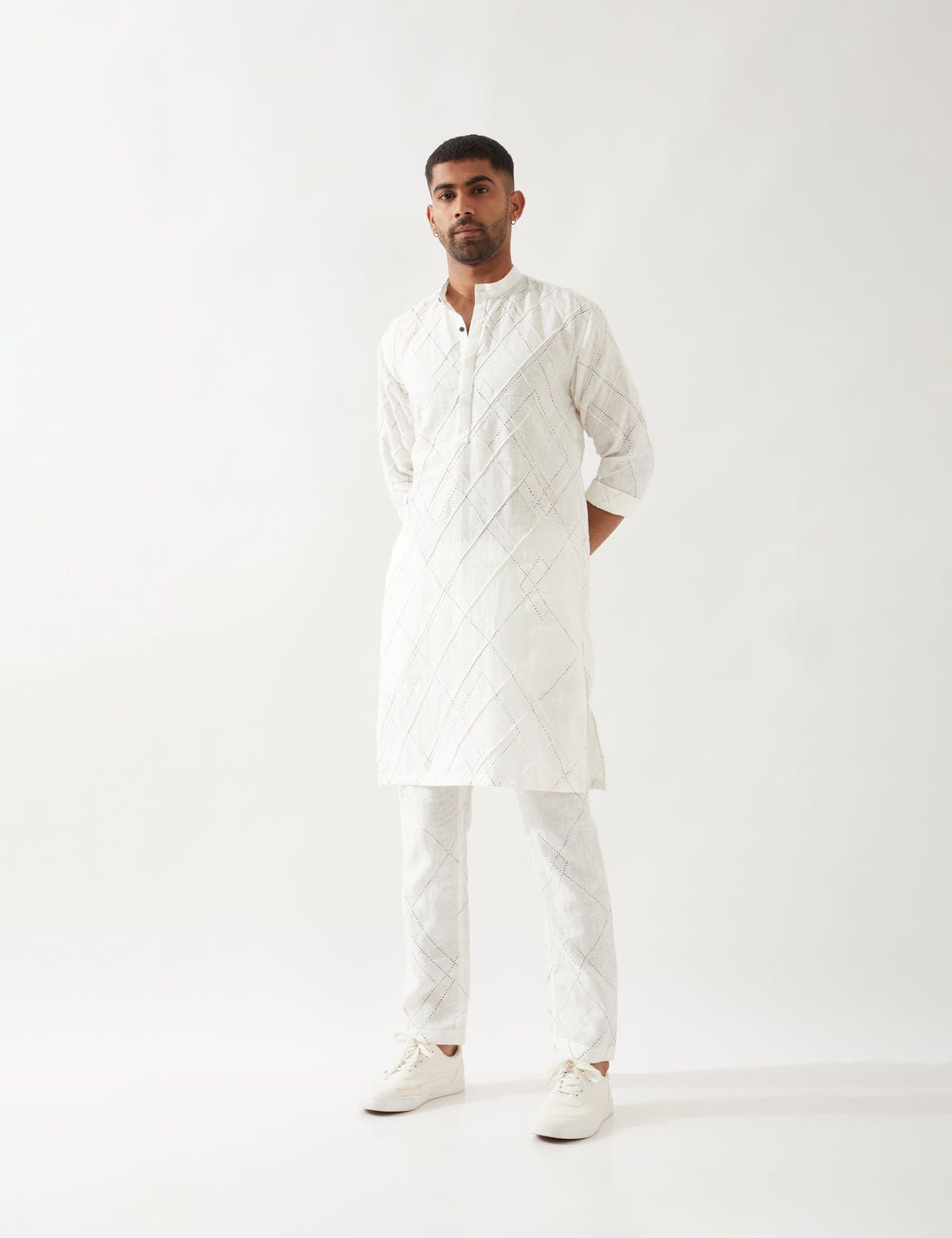 NATHAN ARGILE KURTA SET - WHITE - image 2