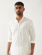 NATHAN ARGILE KURTA SET - WHITE view 6