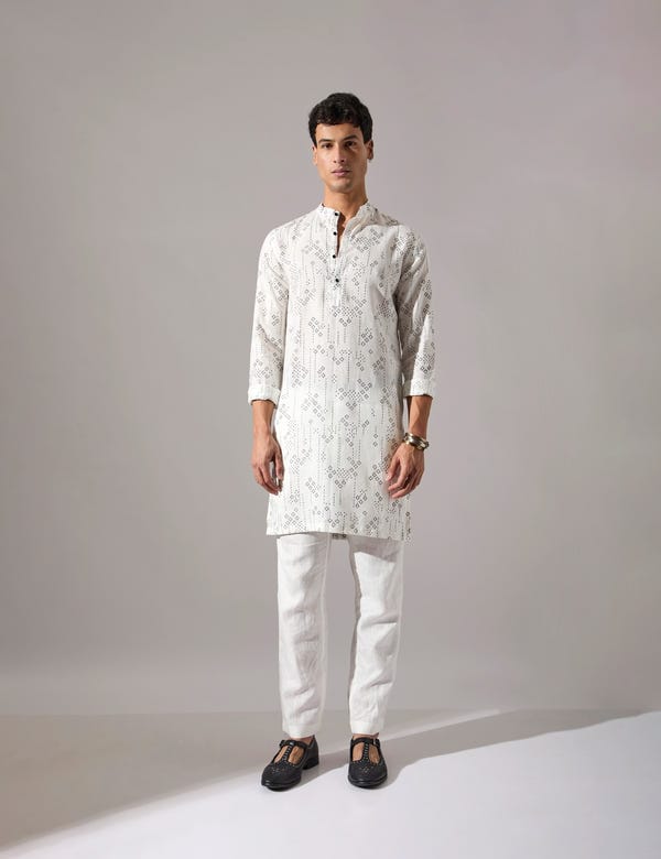 SON OF A NOBLE - SNOB — Elliot Plus Minus Kurta Set - White