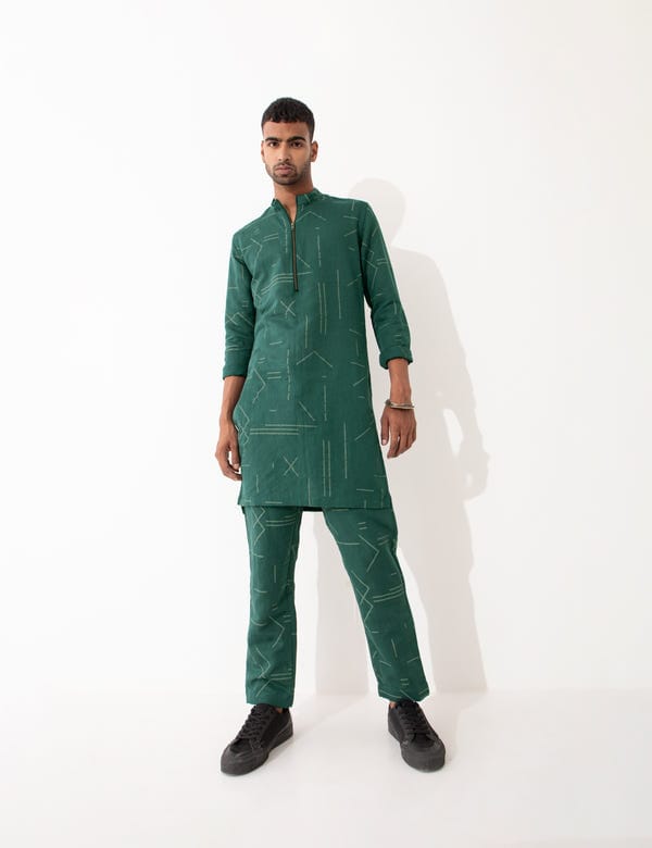 SON OF A NOBLE - SNOB — HAZEL CONTRA KURTA- GREEN