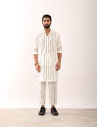 KALPIT STRIPES KURTA SET - WHITE view 1