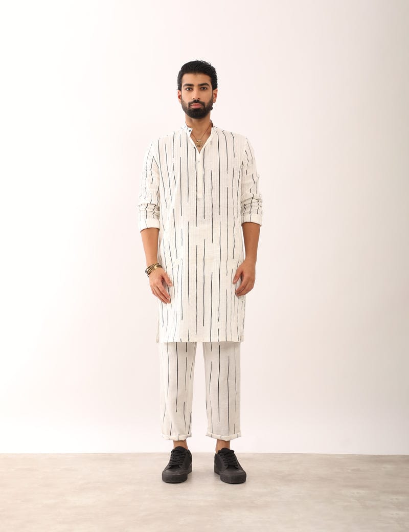KALPIT STRIPES KURTA SET - WHITE